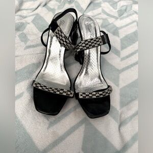 Black rhinestone heels